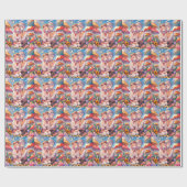 Schattige knuffelig anime koppel grillig romantisc cadeaupapier (Vlak)