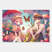 Schattige knuffelig anime koppel grillig romantisc inpakpapier vel (Voorkant 2)