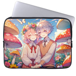 Schattige knuffelig anime koppel grillig romantisc laptop sleeve