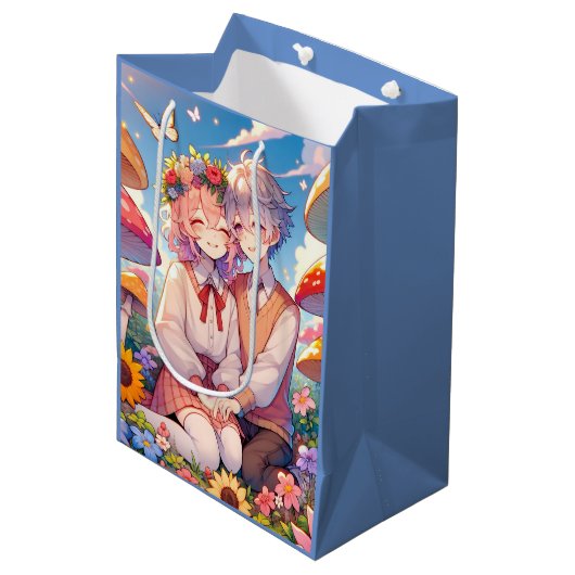 Schattige knuffelig anime koppel grillig romantisc medium cadeauzakje (Voorkant Gekanteld)