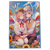 Schattige knuffelig anime koppel grillig romantisc medium cadeauzakje (Voorkant)
