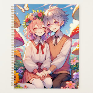 Schattige knuffelig anime koppel grillig romantisc planner