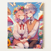 Schattige knuffelig anime koppel grillig romantisc planner (Achterkant)