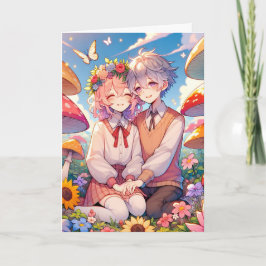 Schattige knuffelig anime paar | Love You Boo Kaart
