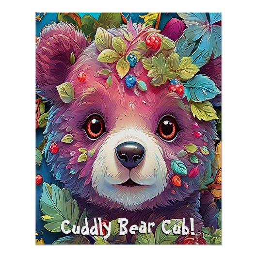 Schattige & Knuffelig Beer Cub Perfect Poster (Voorkant)