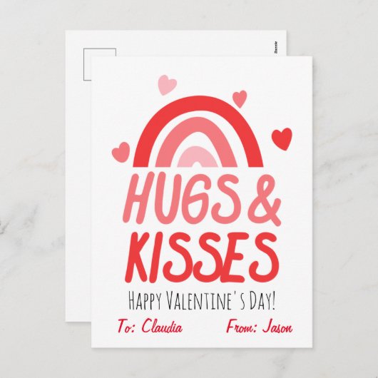 Schattige knuffels en kusjes Valentijnsdag kindere Feestdagenkaart (Voorkant / Achterkant)