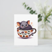 Schattige knuppel in een Halloween Teacup Briefkaart (Staand voorkant)