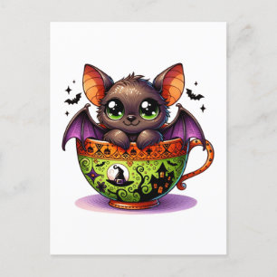 Schattige knuppel in een Halloween Teacup Briefkaart