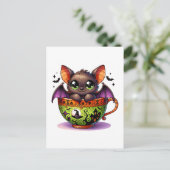 Schattige knuppel in een Halloween Teacup Briefkaart (Staand voorkant)