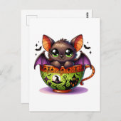 Schattige knuppel in een Halloween Teacup Briefkaart (Voorkant / Achterkant)