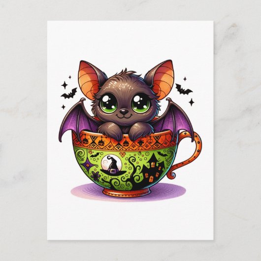Schattige knuppel in een Halloween Teacup Briefkaart (Voorkant)