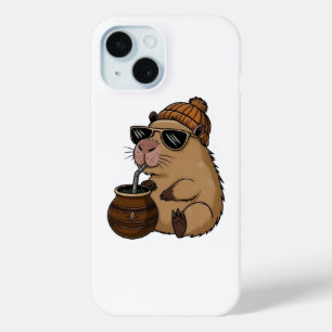 Schattige Knusse Hamster Drinkt Mate – Grappige Es iPhone 15 Case
