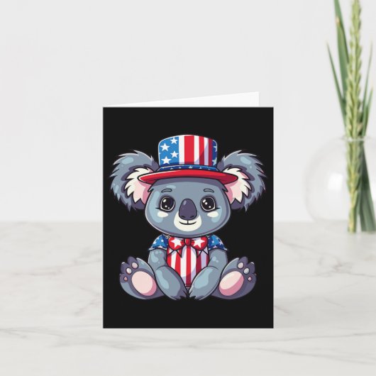 Schattige Koala Amerika Vlag 4 Juli Kaart (Voorkant)