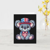 Schattige Koala Amerika Vlag 4 Juli Kaart (Gele Bloem)