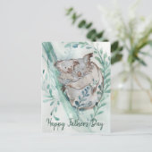Schattige Koala Baby Knuffel Waterverf Dier Vaderd Briefkaart (Staand voorkant)