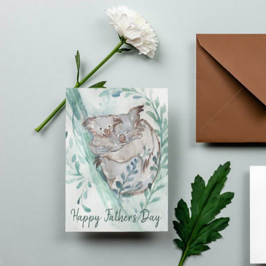 Schattige Koala Baby Knuffel Waterverf Dier Vaderd Briefkaart