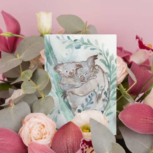 Schattige Koala & Baby Waterverf Neutrale Kinderka Briefkaart