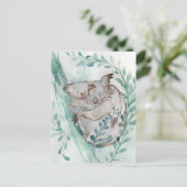 Schattige Koala & Baby Waterverf Neutrale Kinderka Briefkaart (Staand voorkant)