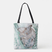 Schattige Koala & Baby Waterverf Neutrale Kinderka Tote Bag (Achterkant)
