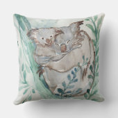 Schattige Koala & Baby Waterverf Voeg Naam Teal Ki Kussen (Achterkant)