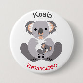 Schattige - KOALA - Bedreigde dieren grafisch - Ronde Button 7,6 Cm (Voorkant)
