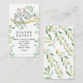 Schattige Koala Beer Baby shower Luier Raffle Tick Informatiekaartje (Voorkant / Achterkant)