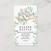 Schattige Koala Beer Baby shower Luier Raffle Tick Informatiekaartje (Voorkant)