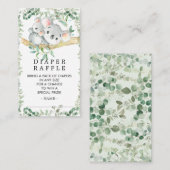 Schattige Koala Beer Baby shower Luier Raffle Tick Informatiekaartje (Voorkant / Achterkant)