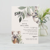 Schattige Koala Beer Beige Oh Boy! Baby Shower Kaart (Staand voorkant)