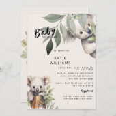 Schattige Koala Beer Beige Oh Boy! Baby Shower Kaart (Voorkant / Achterkant)