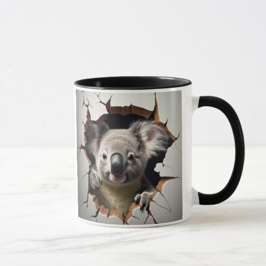 Schattige koala Beer bij in gebarsten wand Mok (Rechts)