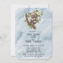 Schattige Koala Beer Blauw geschilderd Baby shower
