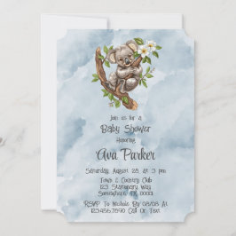 Schattige Koala Beer Blauw geschilderd Baby shower Kaart