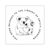 Schattige Koala Beer Eenvoudig Modern Bibliotheekb Rubberstempel (Afrduk)