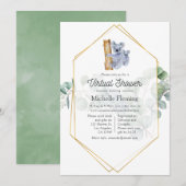 Schattige Koala Beer Eucalyptus Virtuele Baby Show Kaart (Voorkant / Achterkant)