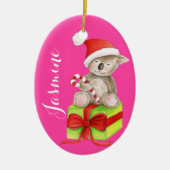 Schattige koala beer genaamd roze kerstornament keramisch ornament (Voorkant)