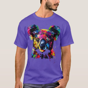 Schattige Koala Beer Gezicht Kleurrijke Wild Anima T-shirt