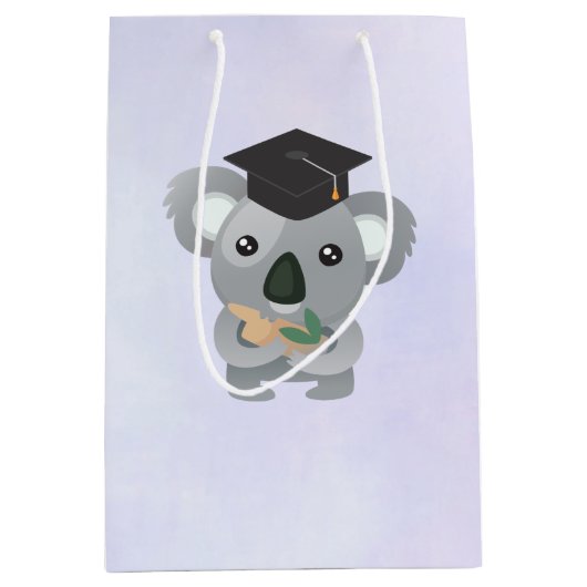 Schattige Koala Beer in een zwarte Graduation Cap Medium Cadeauzakje (Voorkant)