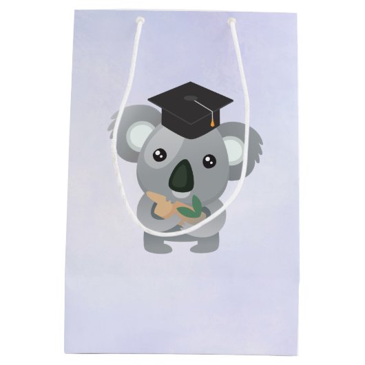 Schattige Koala Beer in een zwarte Graduation Cap Medium Cadeauzakje (Achterkant)