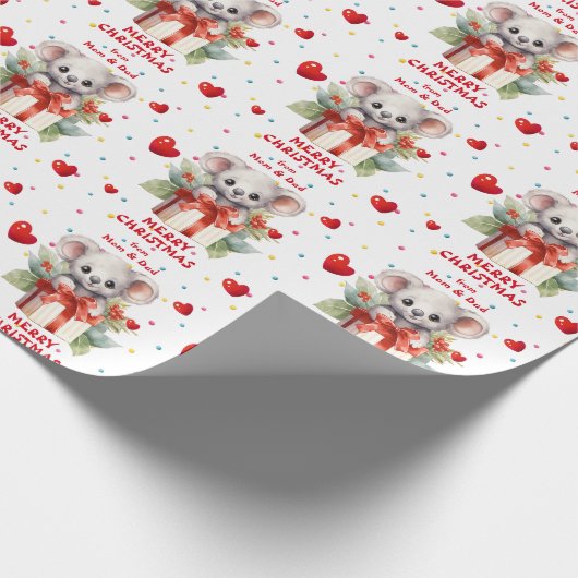 Schattige Koala Beer kerstcadeau Cadeaupapier (Hoek)