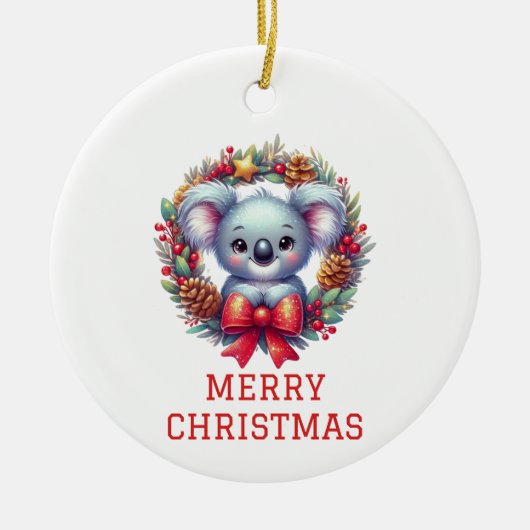 Schattige Koala Beer Kerstmis Keramisch Ornament (Voorkant)