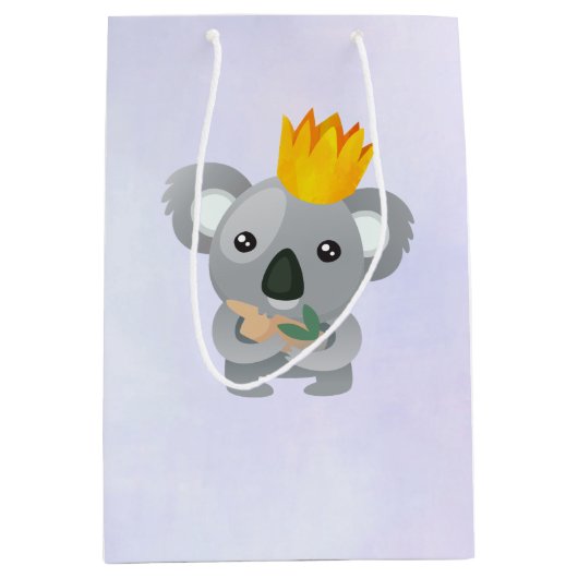 Schattige Koala Beer met een gouden kroon Medium Cadeauzakje (Voorkant)