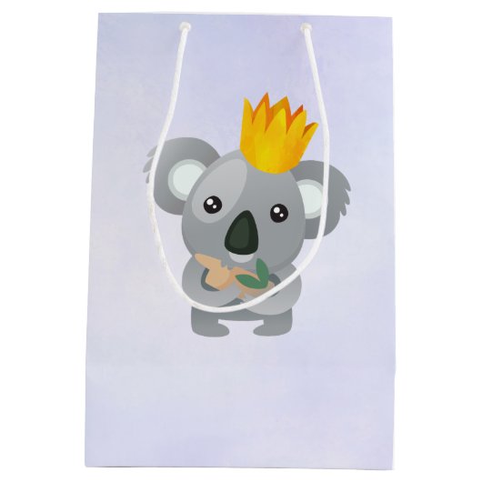 Schattige Koala Beer met een gouden kroon Medium Cadeauzakje (Achterkant)