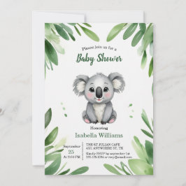 Schattige Koala Beer met Groen Bladeren Baby showe Kaart