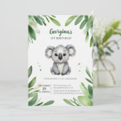 Schattige Koala Beer met Groene Bladeren Eerste Ve Kaart (Staand voorkant)