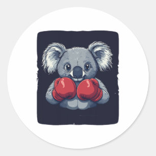 Schattige Koala Beer Met Serieuse Bokstechnieken V Ronde Sticker