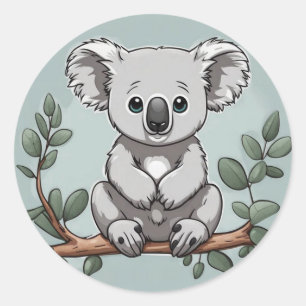 Schattige koala beer op blauwgroen ronde sticker