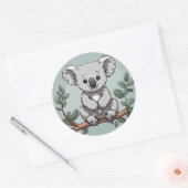 Schattige koala beer op blauwgroen ronde sticker (Envelop)