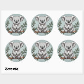 Schattige koala beer op blauwgroen ronde sticker (Vel)