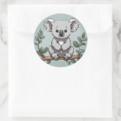 Schattige koala beer op blauwgroen ronde sticker (Tas)